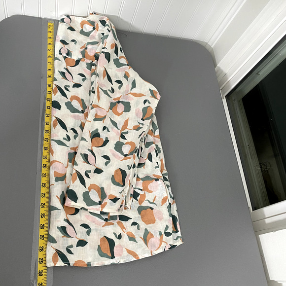 Rachel Zoe Womens Linen Button Up Top Size 1X Roll Tab Sleeves Artsy Office Boho - Picture 8 of 9